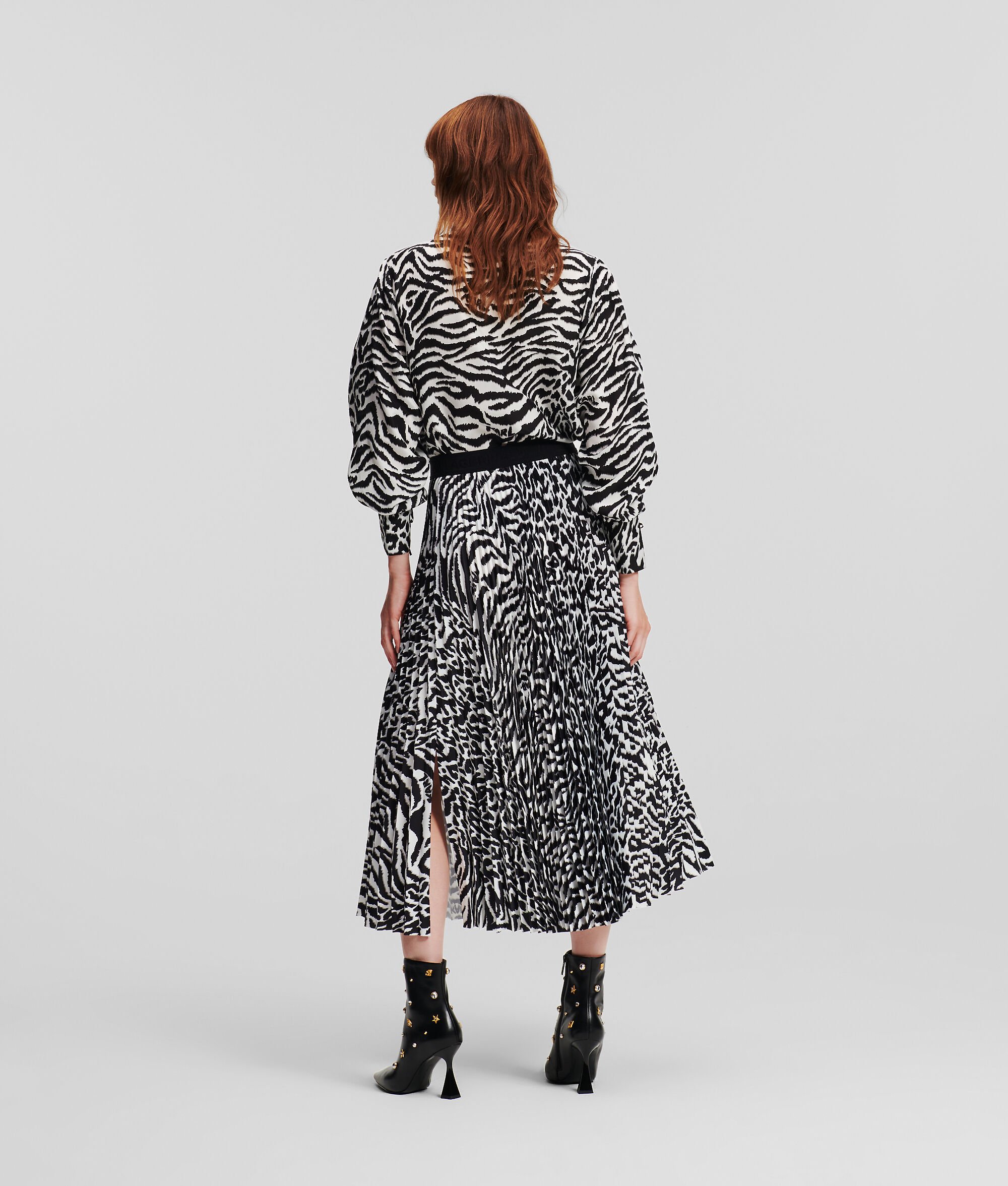 (image for) Unique Selling Point ANIMAL-PRINT PLEATED MIDI SKIRT